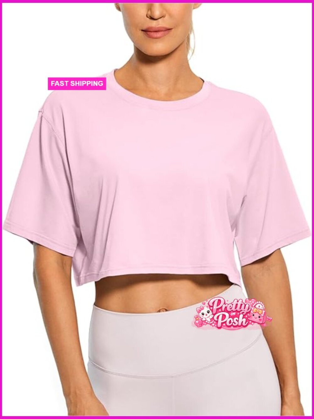 Pima Cotton Loose Crop T-Shirt for Workout Yoga Casual